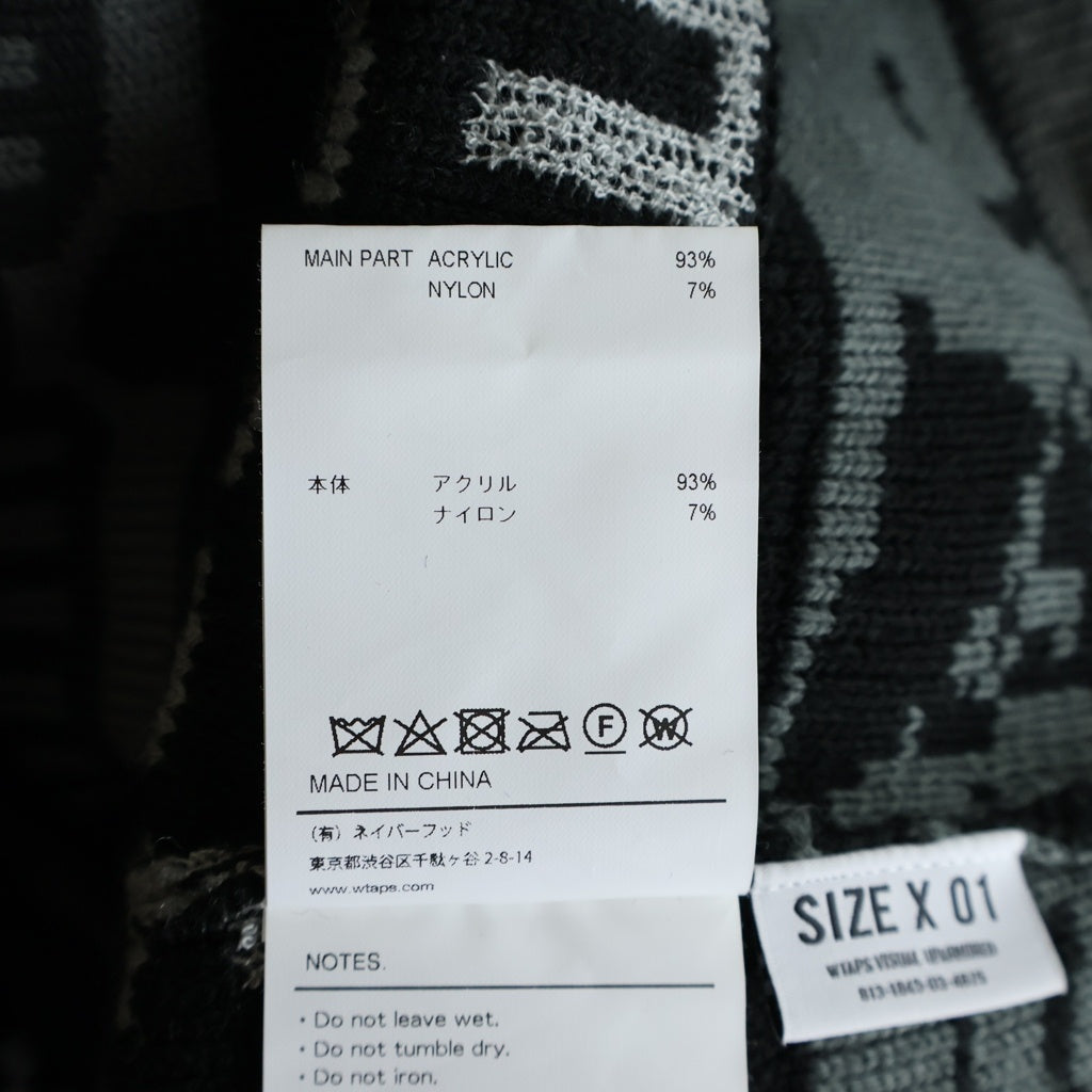 WTAPS(ダブルタップス) 24AW PALMER 813 SWEATER ACRYLIC ジャガードニットセーター カーディガン ブラック/グレー 242MADT-KNM07
