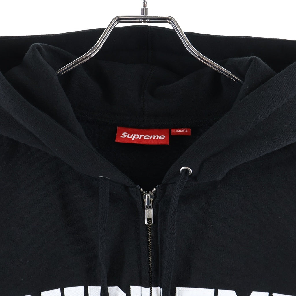 SUPREME(シュプリーム) 25AW Collegiate Applique Zip Up Hooded Sweatshirt ロゴ刺繍 ジップアップパーカー フーディー ブラック