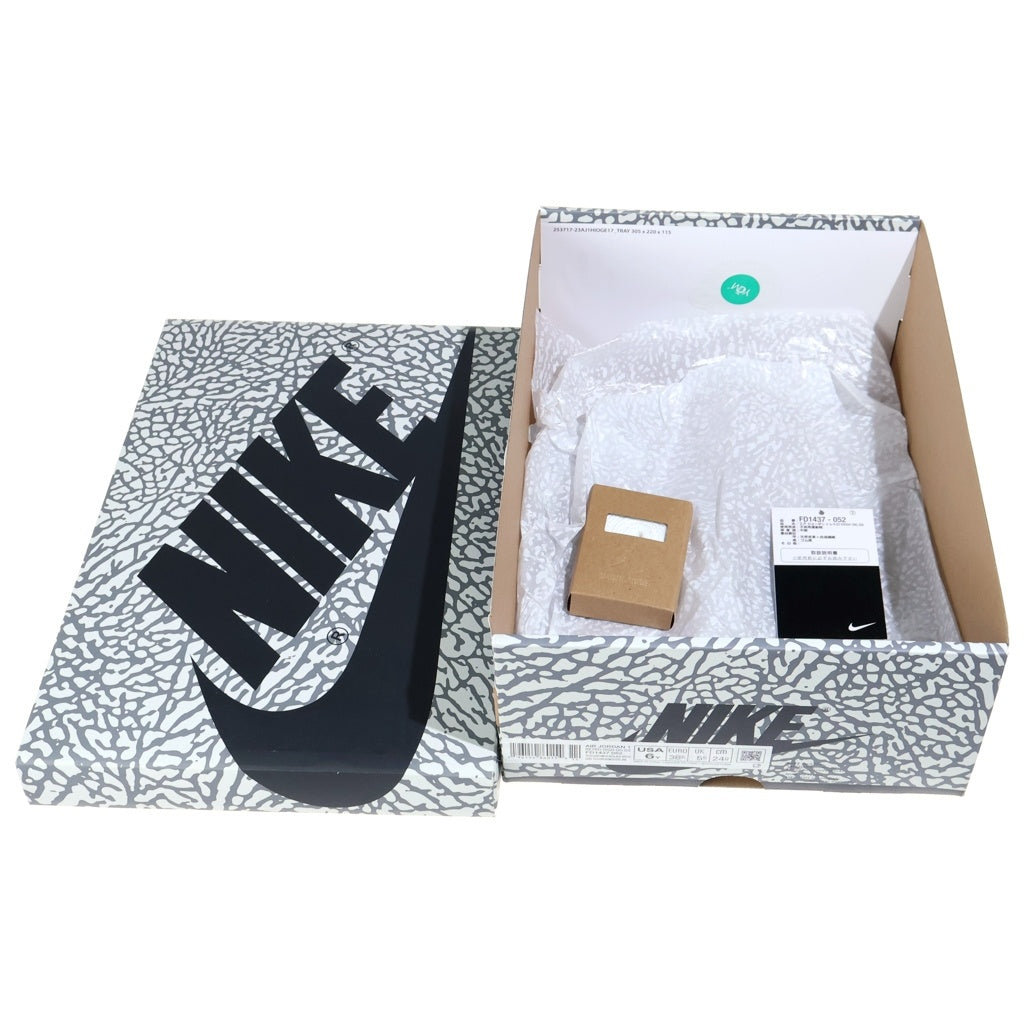 NIKE(ナイキ) GS AIR JORDAN 1 RETRO HIGH OG WHITE CEMENT エアジョーダン1ホワイトセメント FD1437-052 レディース ハイカットスニーカー US6Y/24.0cm ホワイト