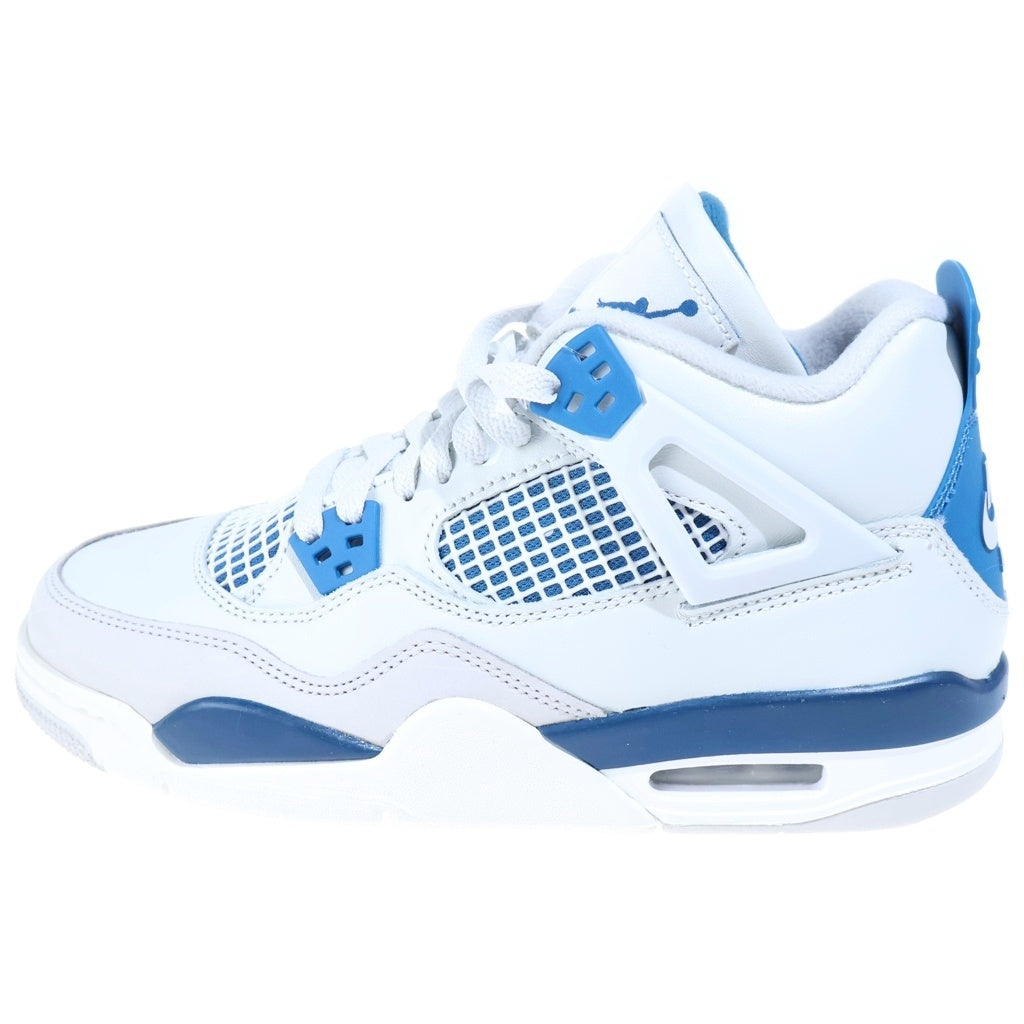 NIKE(ナイキ) AIR JORDAN RETRO MILITARY BLUE ナイキ エア ジョーダン 4 レトロ GS ミリタリーブルー HF4281-141 レディース ミッドカットスニーカー ホワイト/ブルー US6.5Y/24.5cm
