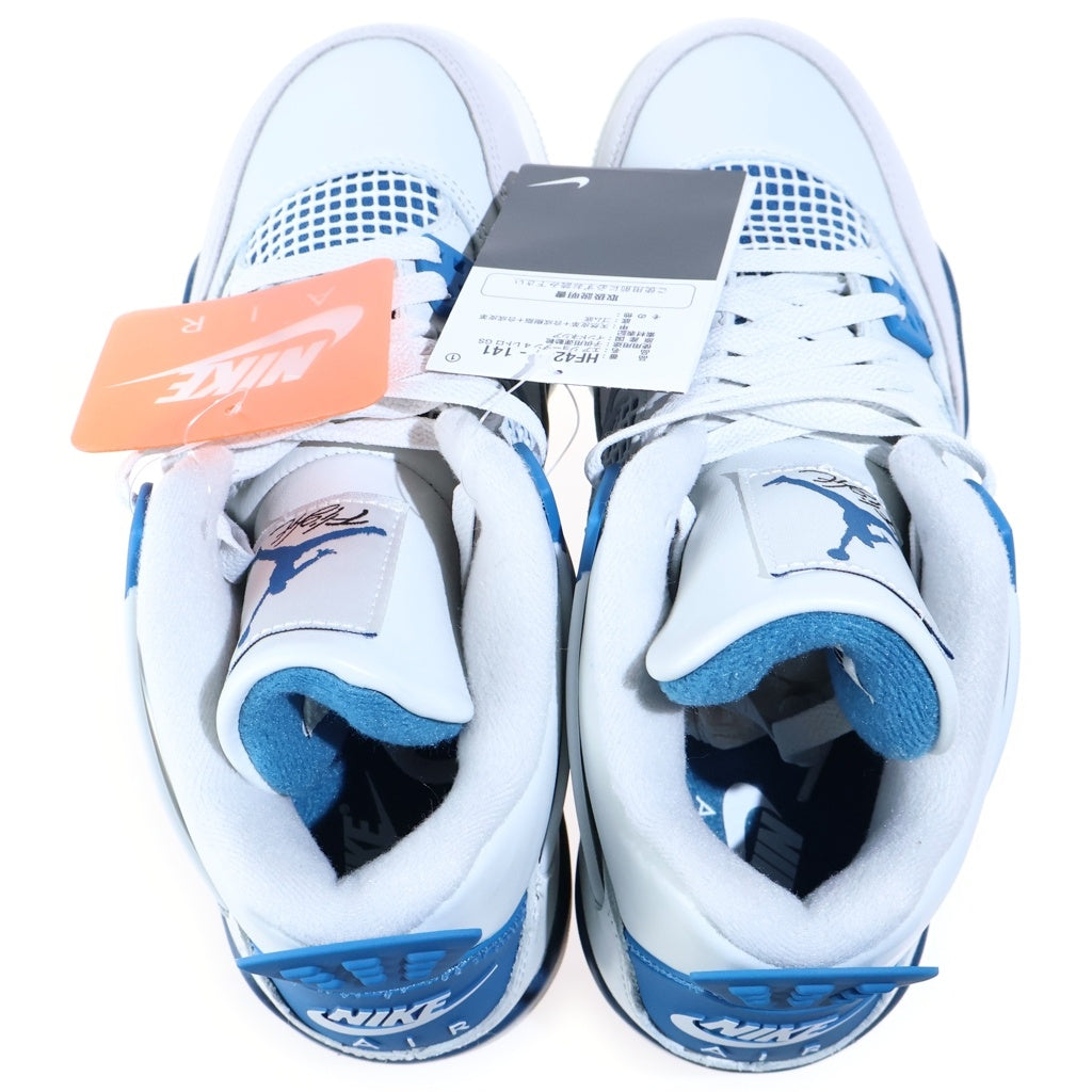 NIKE(ナイキ) AIR JORDAN RETRO MILITARY BLUE ナイキ エア ジョーダン 4 レトロ GS ミリタリーブルー HF4281-141 レディース ミッドカットスニーカー ホワイト/ブルー US6.5Y/24.5cm