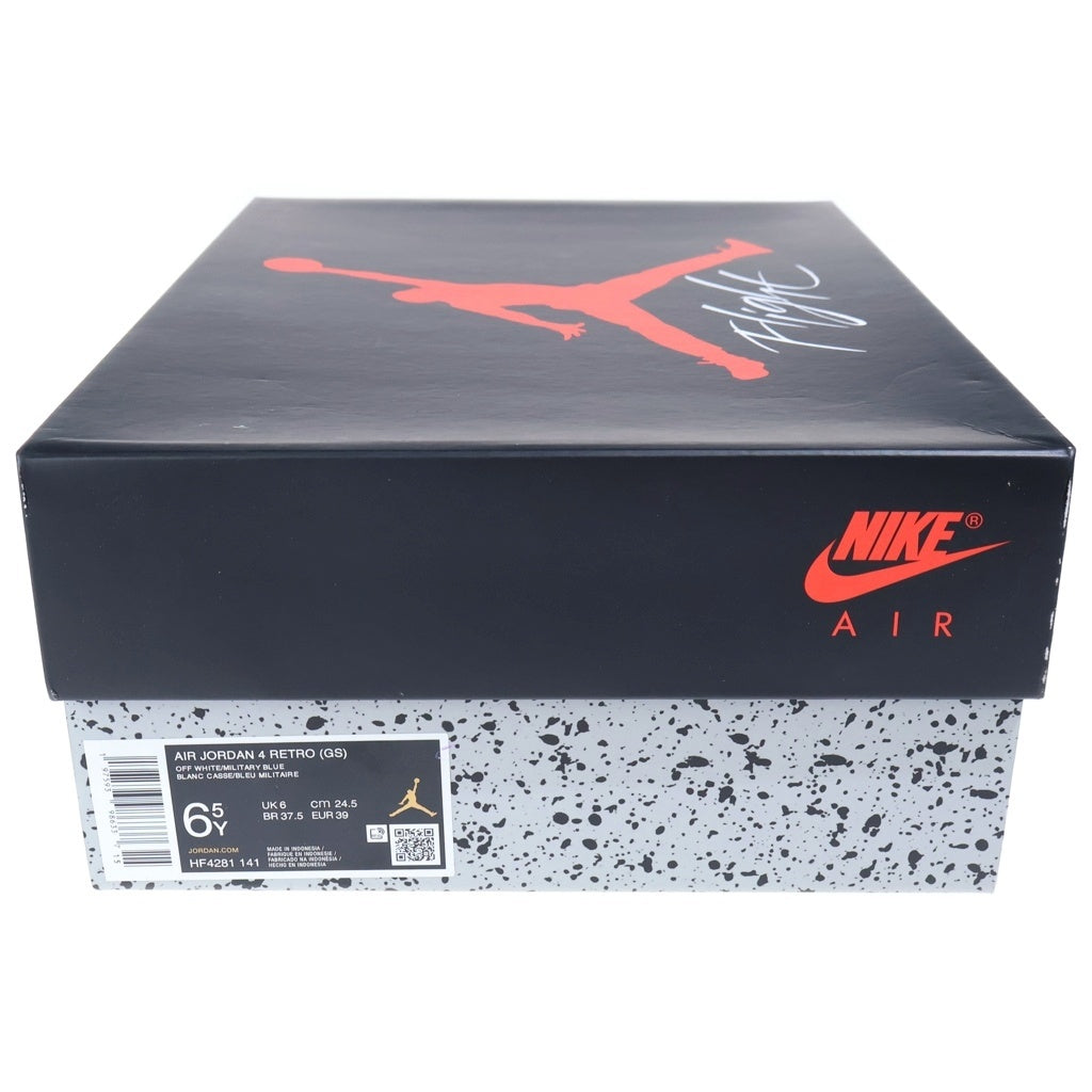 NIKE(ナイキ) AIR JORDAN RETRO MILITARY BLUE ナイキ エア ジョーダン 4 レトロ GS ミリタリーブルー HF4281-141 レディース ミッドカットスニーカー ホワイト/ブルー US6.5Y/24.5cm
