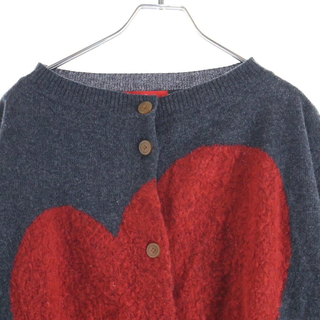 Vivienne Westwood(ヴィヴィアンウエストウッド) フロン ハートトロゴ リブ刺繍 バイカラー レディース ニット カーディガン グレー/レッド ー