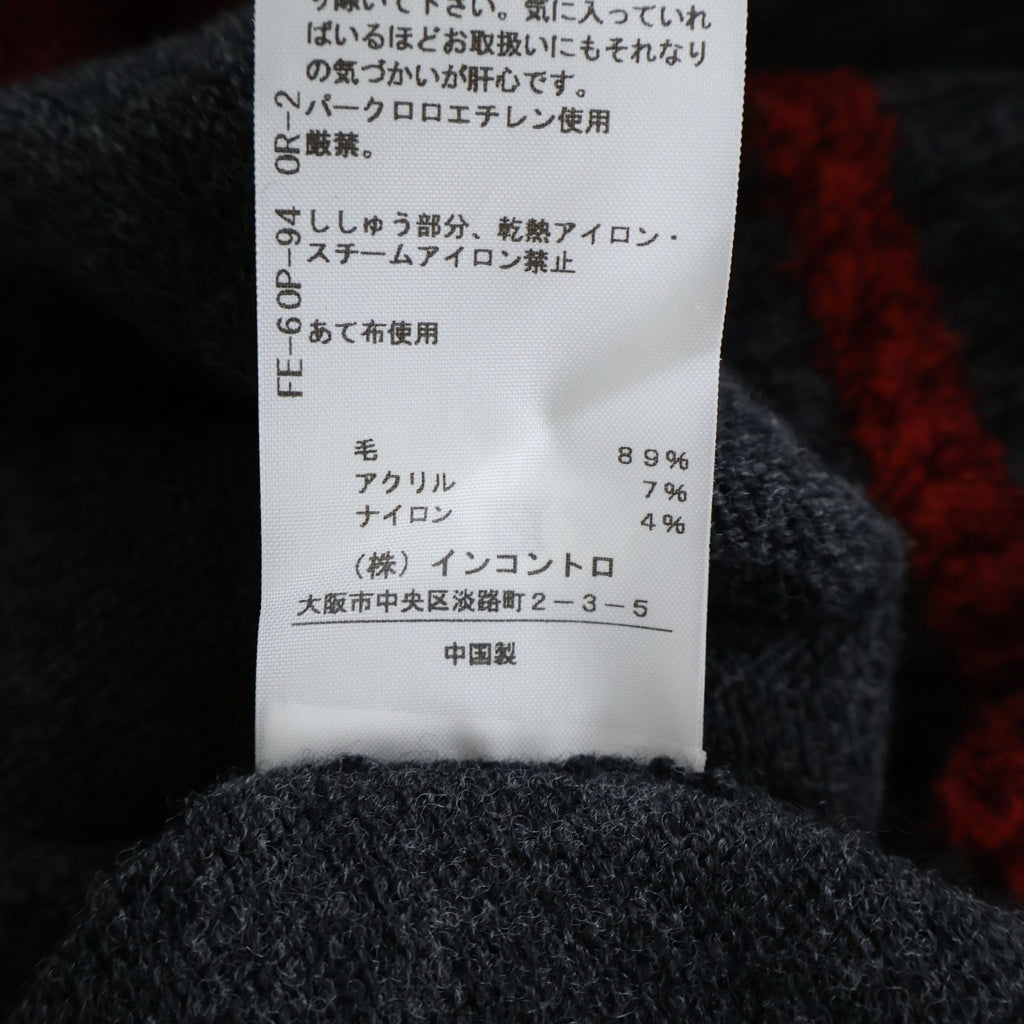 Vivienne Westwood(ヴィヴィアンウエストウッド) フロン ハートトロゴ リブ刺繍 バイカラー レディース ニット カーディガン グレー/レッド ー