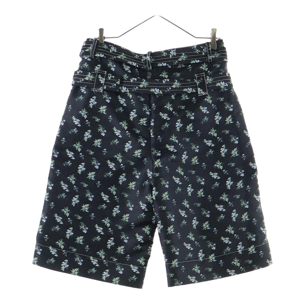 GANNI(ガニー) FLORAL JACQUARD SHORTS フローラル ジャガード レディース ショーツ 花柄 ダブルアイレットベルト ブラック