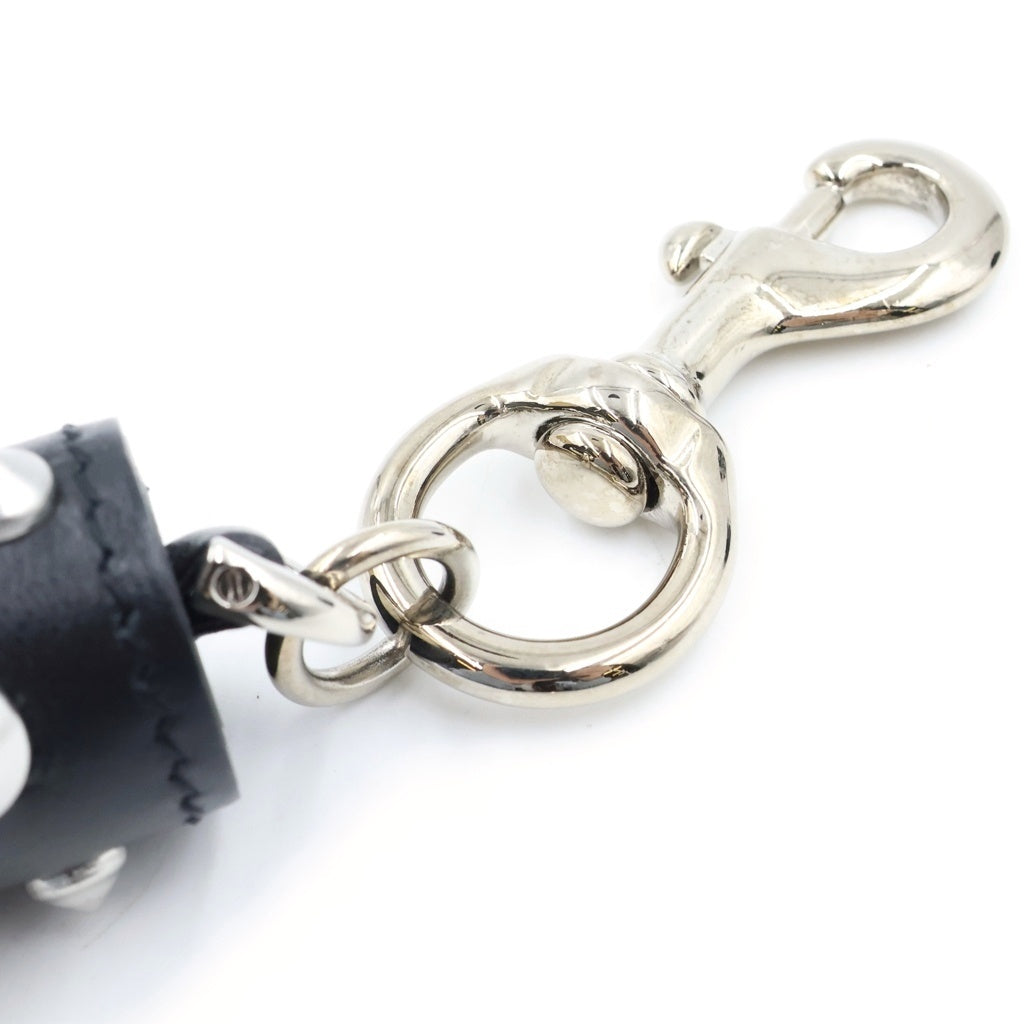 VERSACE(ヴェルサーチ) LEATHER STUDDED TASSEL KEY CHAIN レザー スタッズ タッセル キーホルダー ブラック