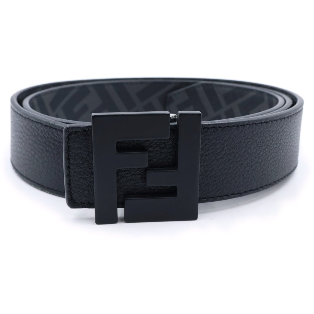 FENDI(フェンディ) FFMOTIF RFREVERSIBLE BELT FFロゴ モノグラム ズッカ柄 リバーシブル レザーベルト ブラック 7C0432