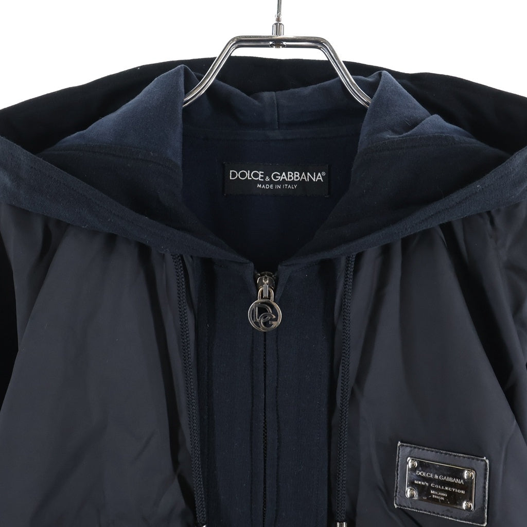 DOLCE & GABBANA(ドルチェアンドガッバーナ) Metal Logo Hoodie メタル ロゴ フーディー サイドライン ジップパーカー ブラック