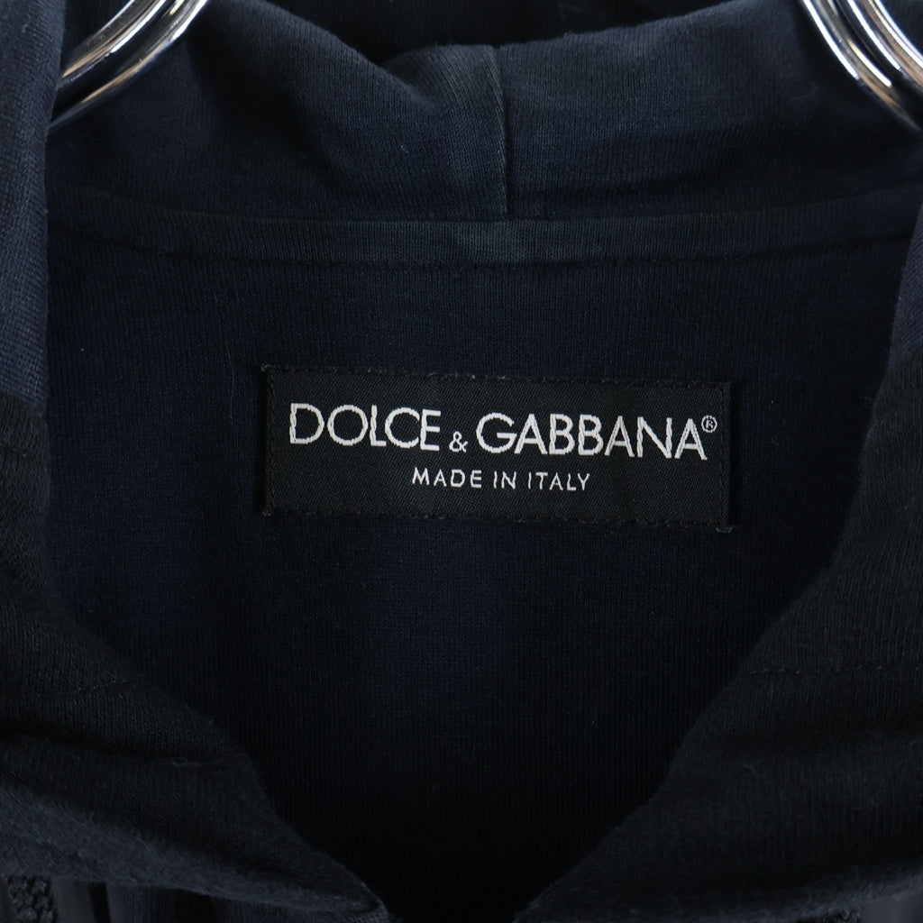DOLCE & GABBANA(ドルチェアンドガッバーナ) Metal Logo Hoodie メタル ロゴ フーディー サイドライン ジップパーカー ブラック