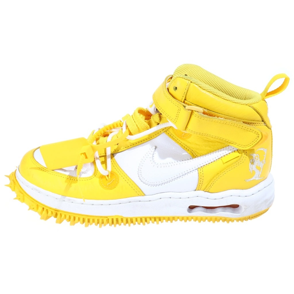 NIKE(ナイキ) ×OFF-WHITE AIR FORCE 1 MID SP LTHR オフホワイト エアフォース1 ミッドカットスニーカー ホワイト/イエロー US9.5/27.5cm DR0500-101