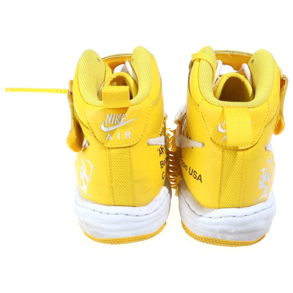 NIKE(ナイキ) ×OFF-WHITE AIR FORCE 1 MID SP LTHR オフホワイト エアフォース1 ミッドカットスニーカー ホワイト/イエロー US9.5/27.5cm DR0500-101
