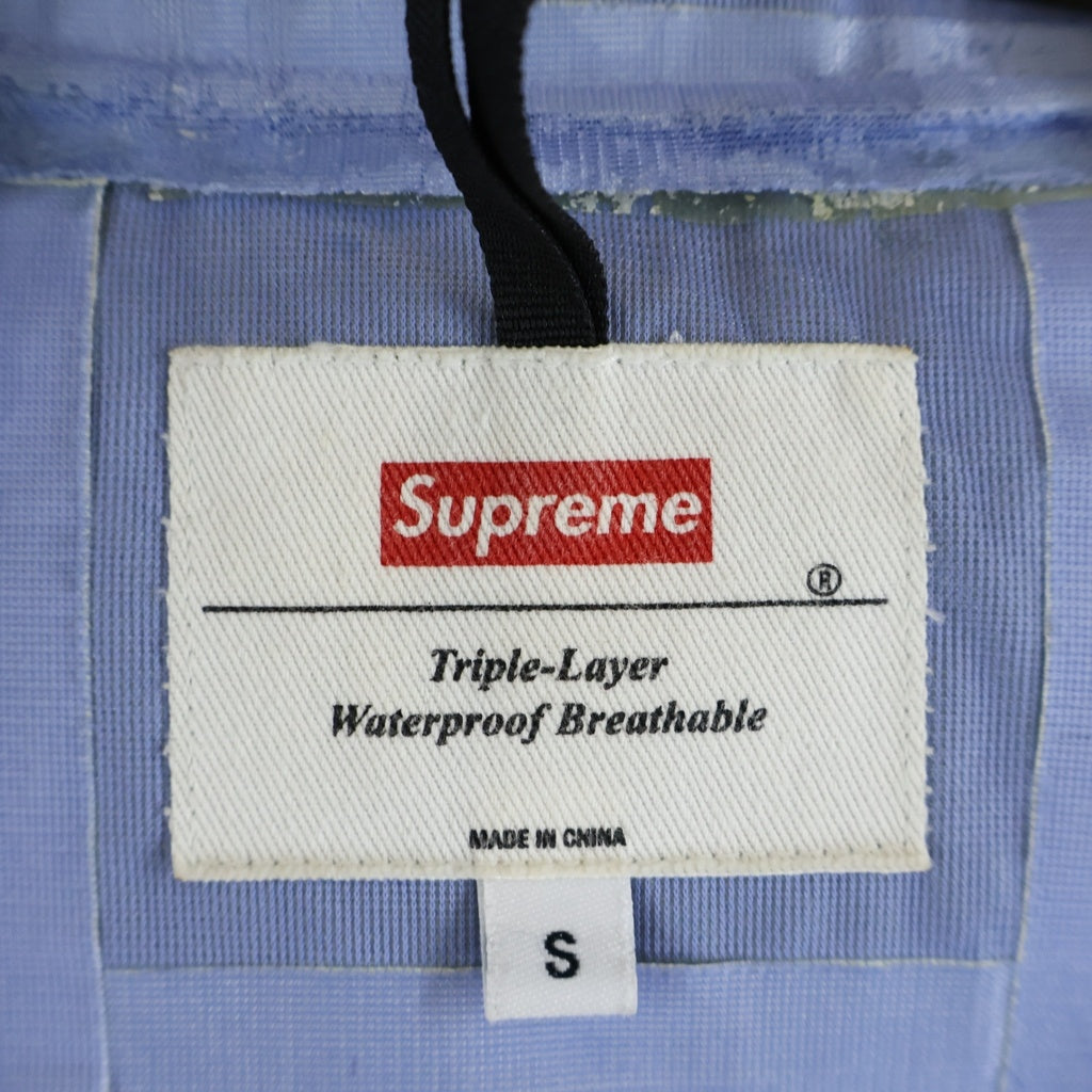SUPREME(シュプリーム) 15AW Block Stripe Taped Seam Pullover フロントロゴ刺繍 ナイロンジャケット オリーブ/ブルー