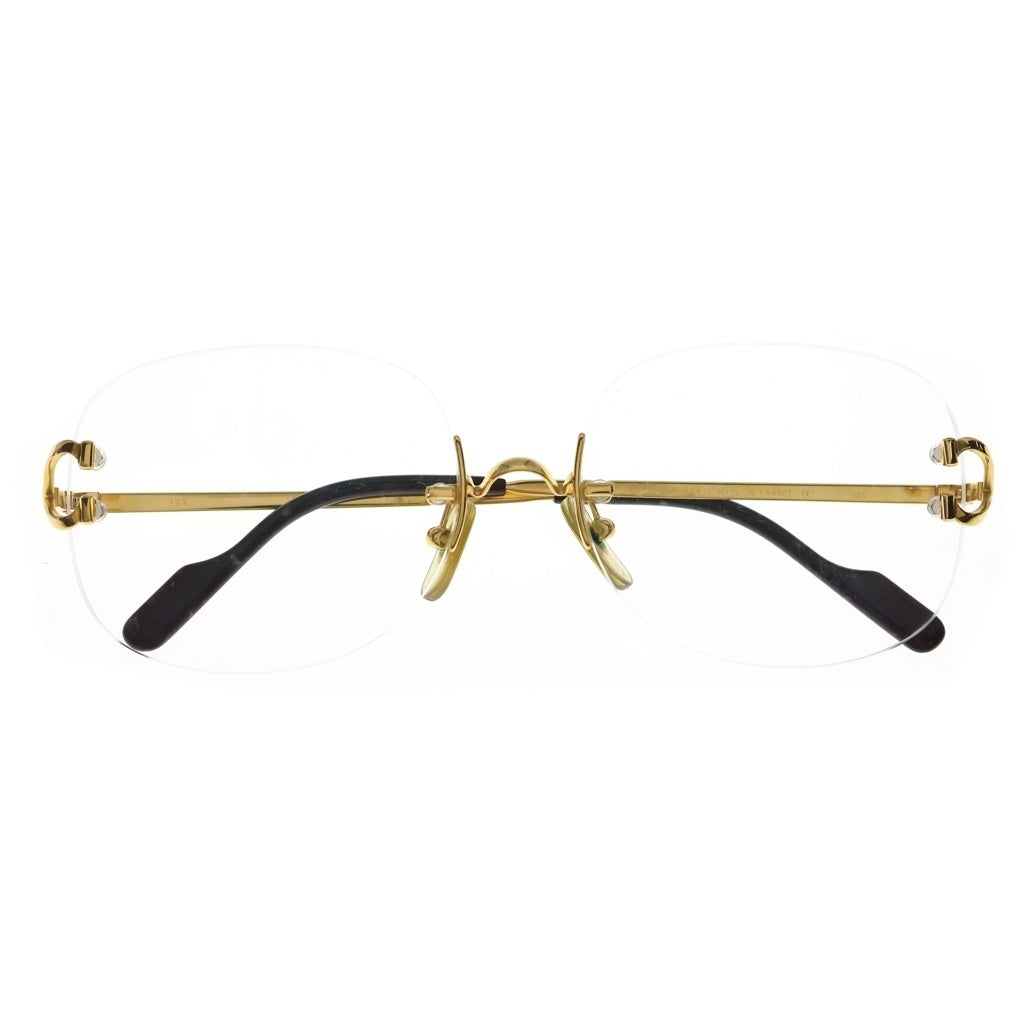 Cartier(カルティエ) リムレス ツーポイント フレーム ゴールド金具 サングラス アイウェア 16/135 ゴールド/ブラウン 1712100 レディース