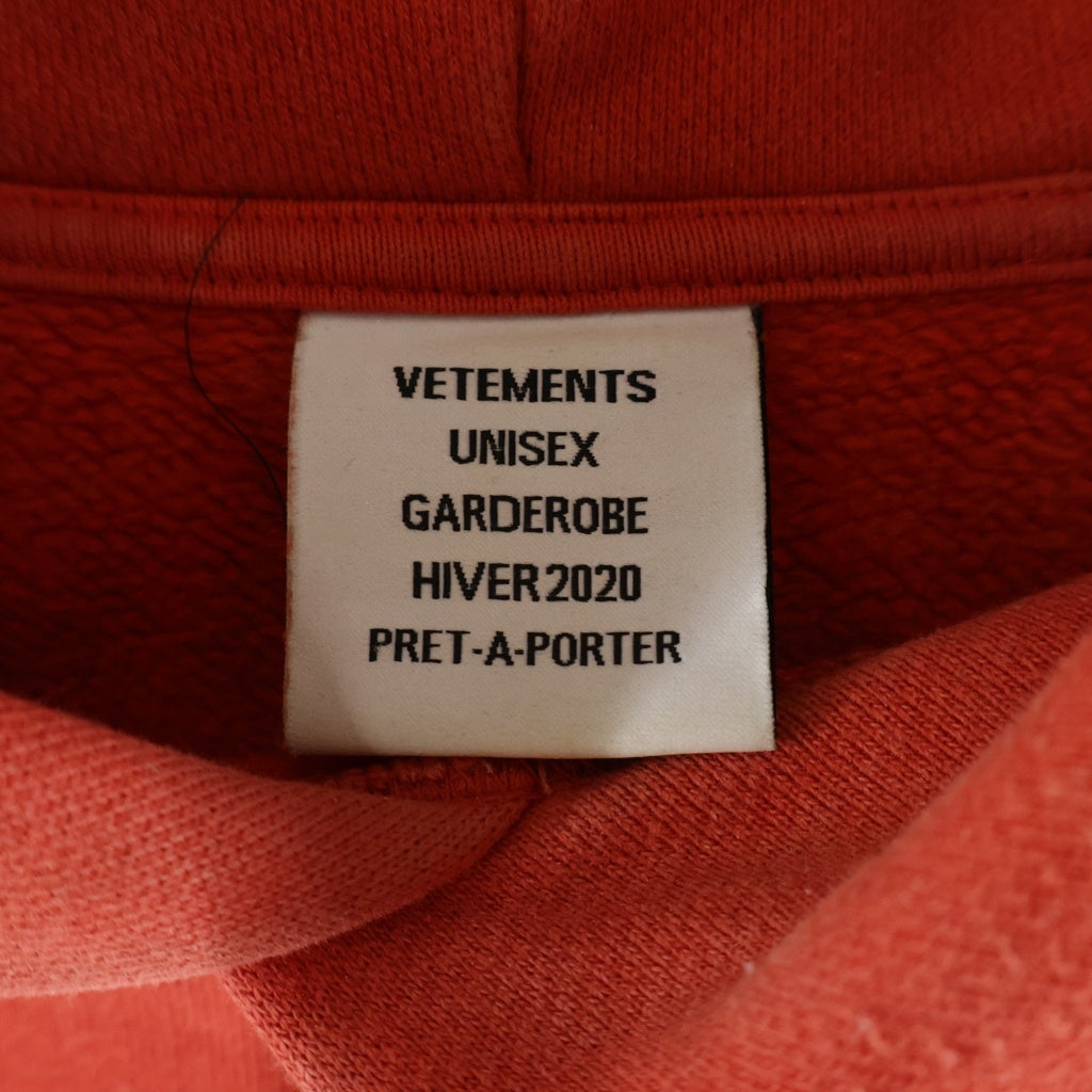 VETEMENTS(ヴェトモン) 19AW フロントロゴ プルオーバーパーカー フーディー レッド UAH20TR725