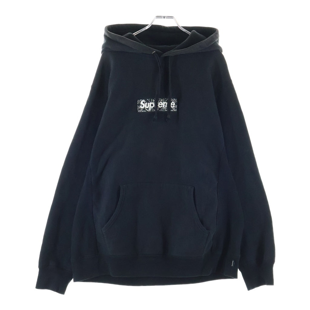 SUPREME(シュプリーム) 19AW Bandana Box Logo Hoodie バンダナ柄ボックスロゴ プルオーバーパーカー ブラック