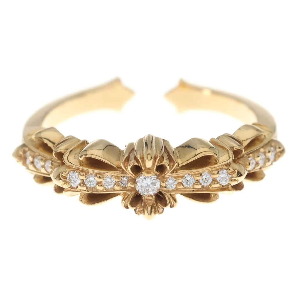 CHROME HEARTS(クロムハーツ) 22K BABY CLSC W FLRL CRS P/D ベイビークラシック ダブルフローラルクロス リング パヴェダイヤ ゴールド