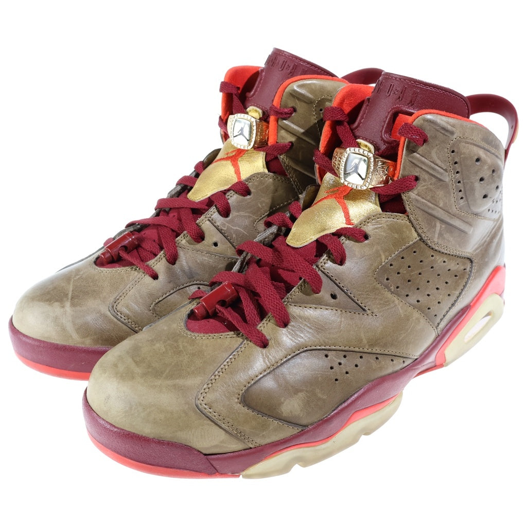 NIKE(ナイキ) JORDAN 6 RETRO RAW UMBER/TEAM RED/METALLIC GOLD-CHALLENGE RED エアジョーダン6 ハイカットスニーカー レトロ ローメタリックゴールド/レッド US14/32cm 384664-250