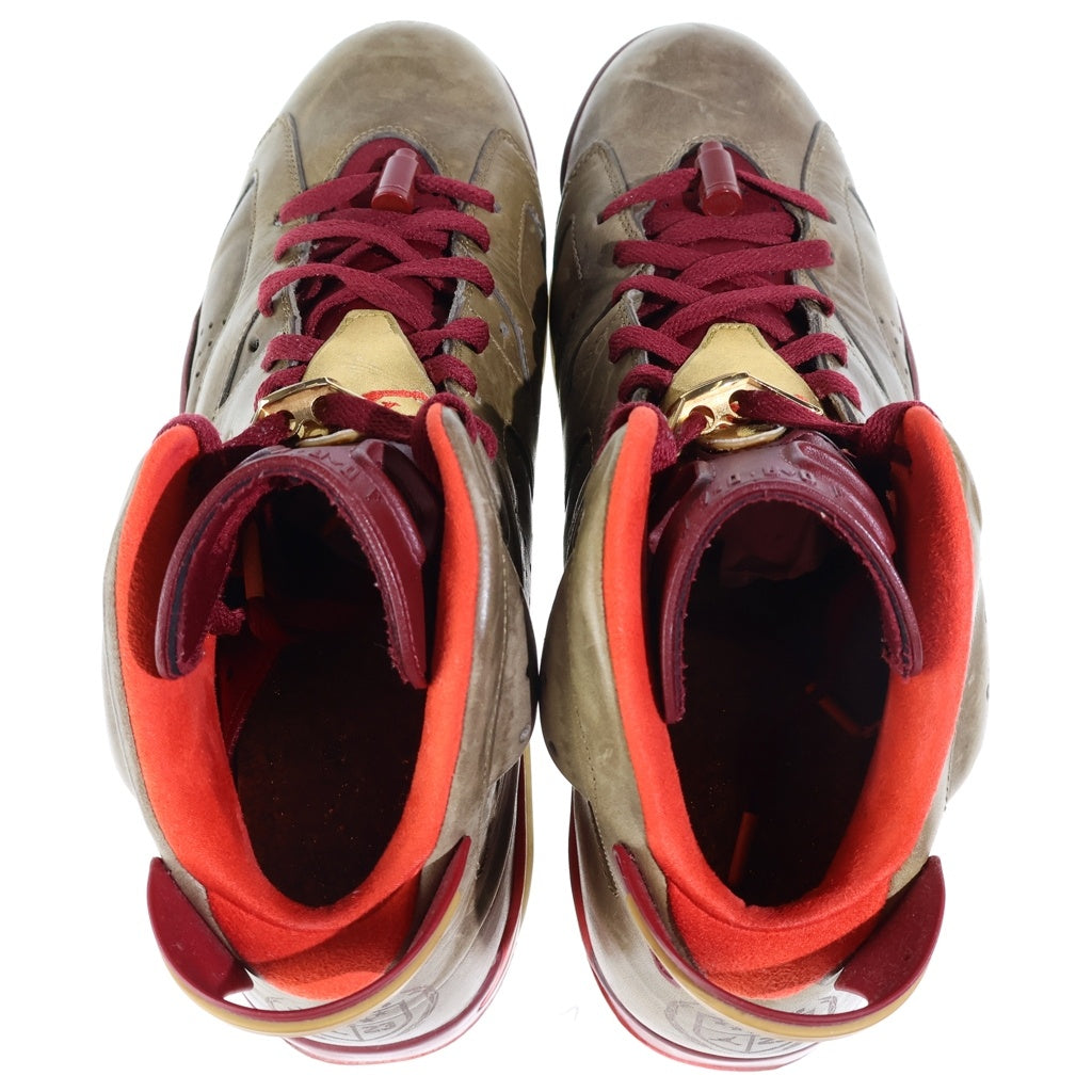 NIKE(ナイキ) JORDAN 6 RETRO RAW UMBER/TEAM RED/METALLIC GOLD-CHALLENGE RED エアジョーダン6 ハイカットスニーカー レトロ ローメタリックゴールド/レッド US14/32cm 384664-250