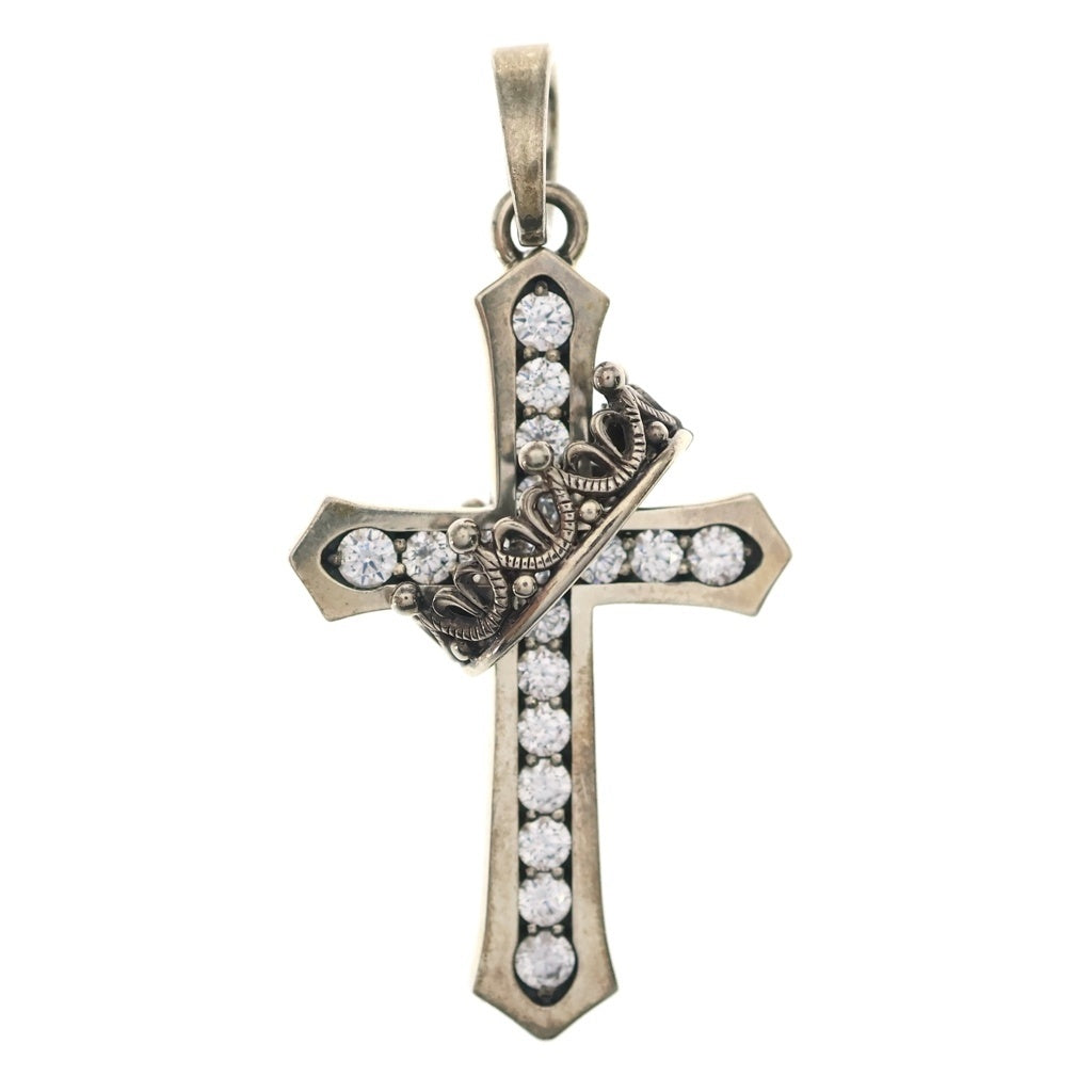 Justin Davis(ジャスティンデイヴィス) CLOSS WITH CROWN STONE ペンダントトップ ネックレス シルバー