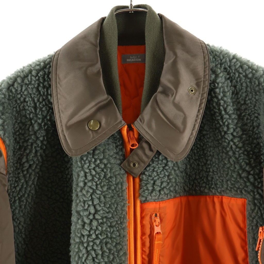 kolor BEACON(カラービーコン) 24AW ナイロン ツイルボア ドッキングブルゾン ジャケット カーキ/ブラウン 24WBM-G02134