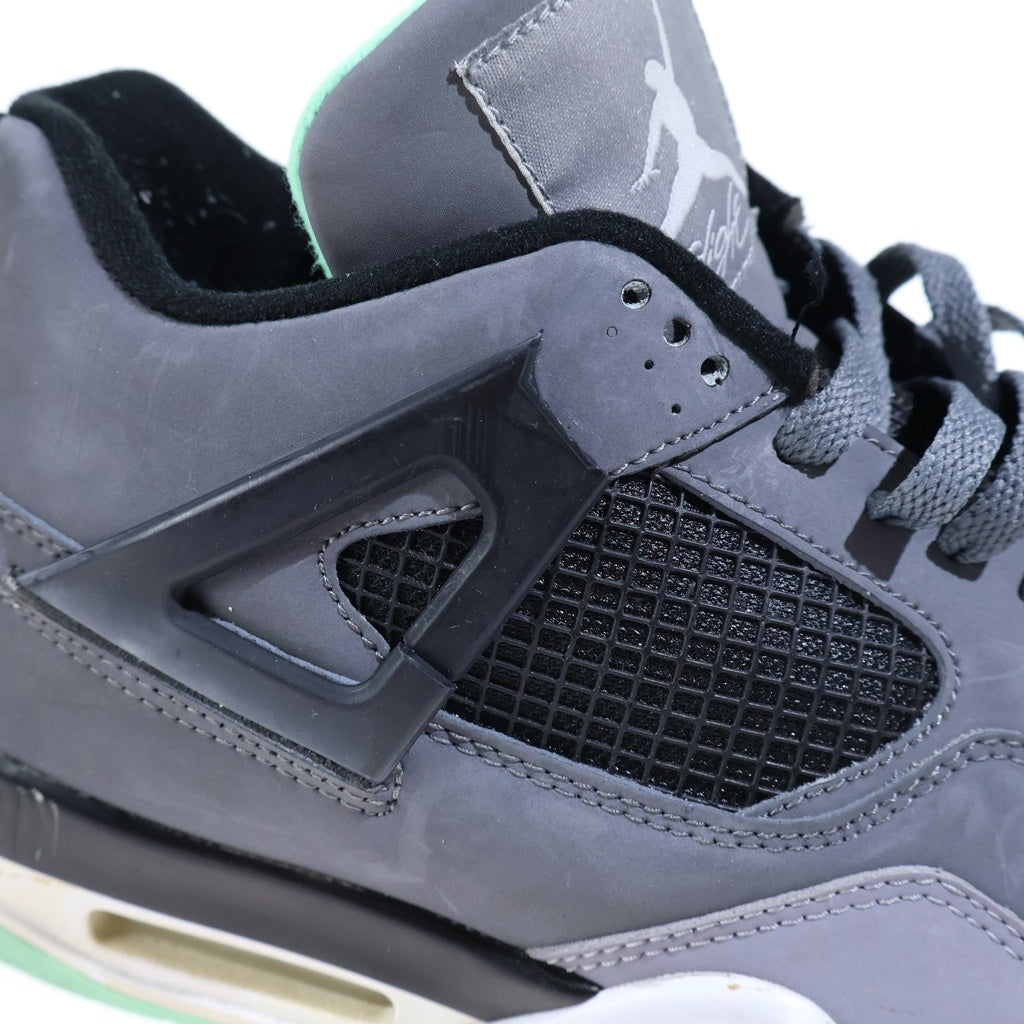 NIKE(ナイキ) AIR JORDAN 4 RETRO GREEN GLOW エアジョーダン4 レトロ メッシュ ハイカットスニーカー グレー US10.5/28.5cm 308497-033
