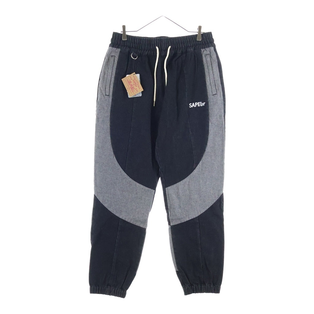 SAPEur(サプール) DENIM TRACK PANTS トラックデニムパンツ ブラック A0021-177