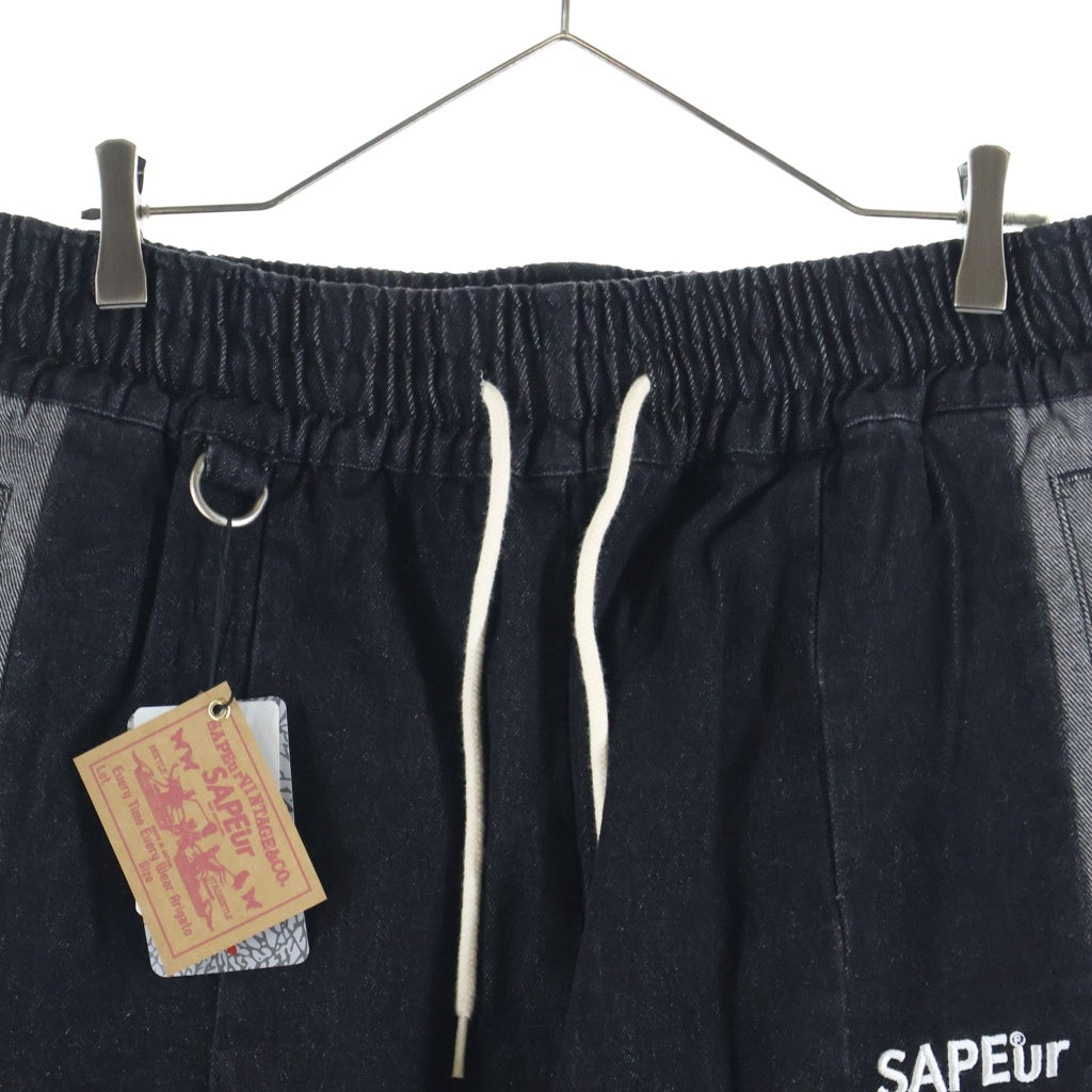 SAPEur(サプール) DENIM TRACK PANTS トラックデニムパンツ ブラック A0021-177