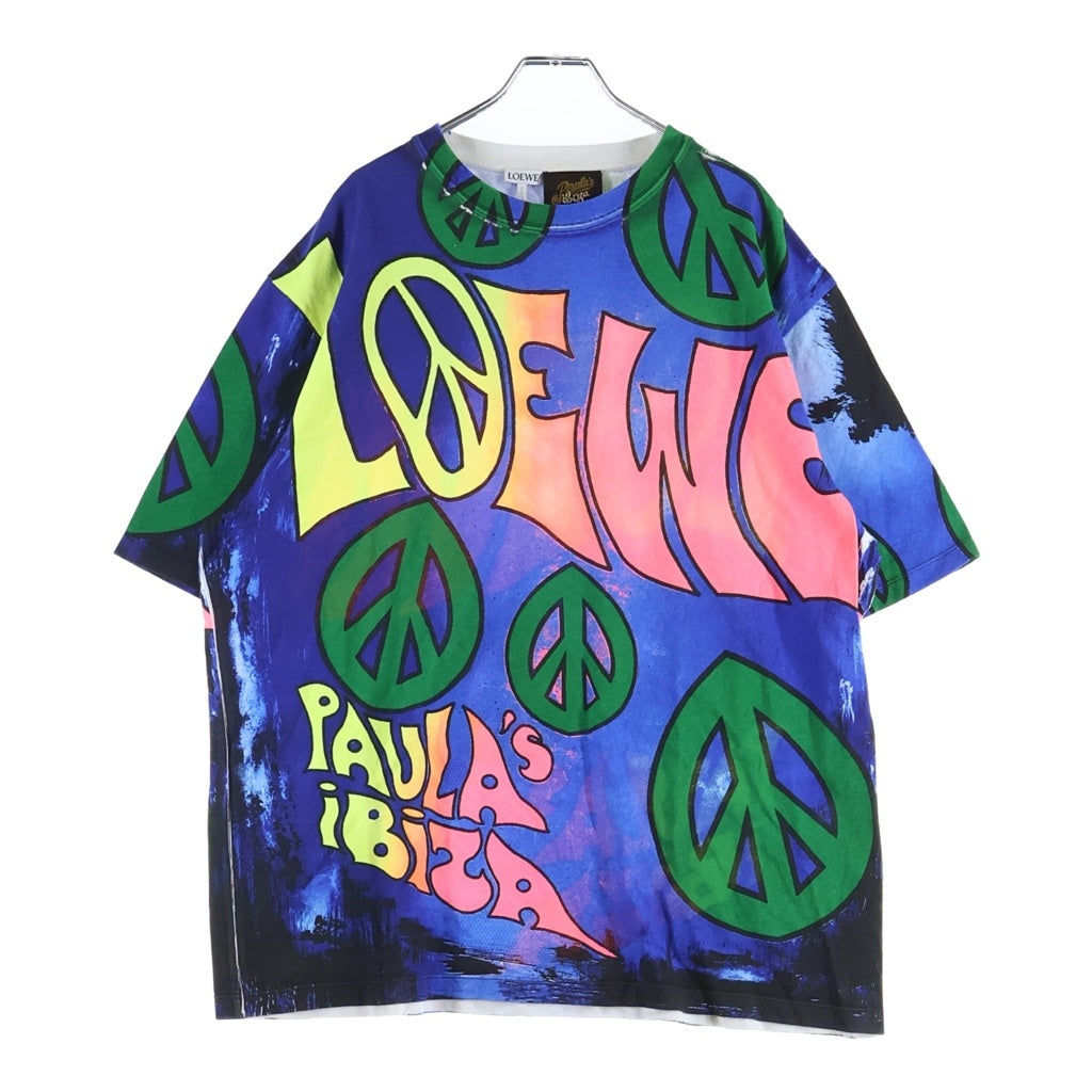 LOEWE(ロエベ) 22SS × Paula's Ibiza パウラズイビザ ピースマーク ロゴプリント クルーネック半袖Tシャツ カットソー マルチ H616Y22X34