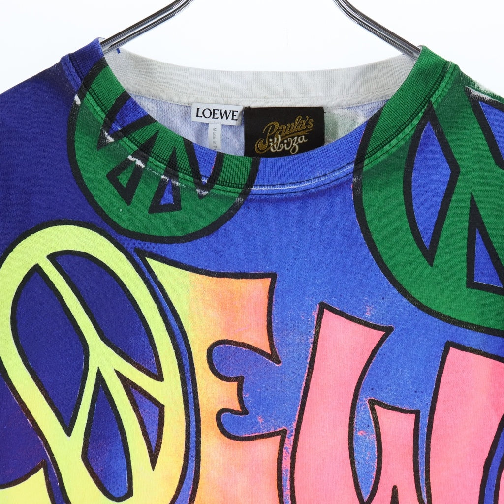 LOEWE(ロエベ) 22SS × Paula's Ibiza パウラズイビザ ピースマーク ロゴプリント クルーネック半袖Tシャツ カットソー マルチ H616Y22X34