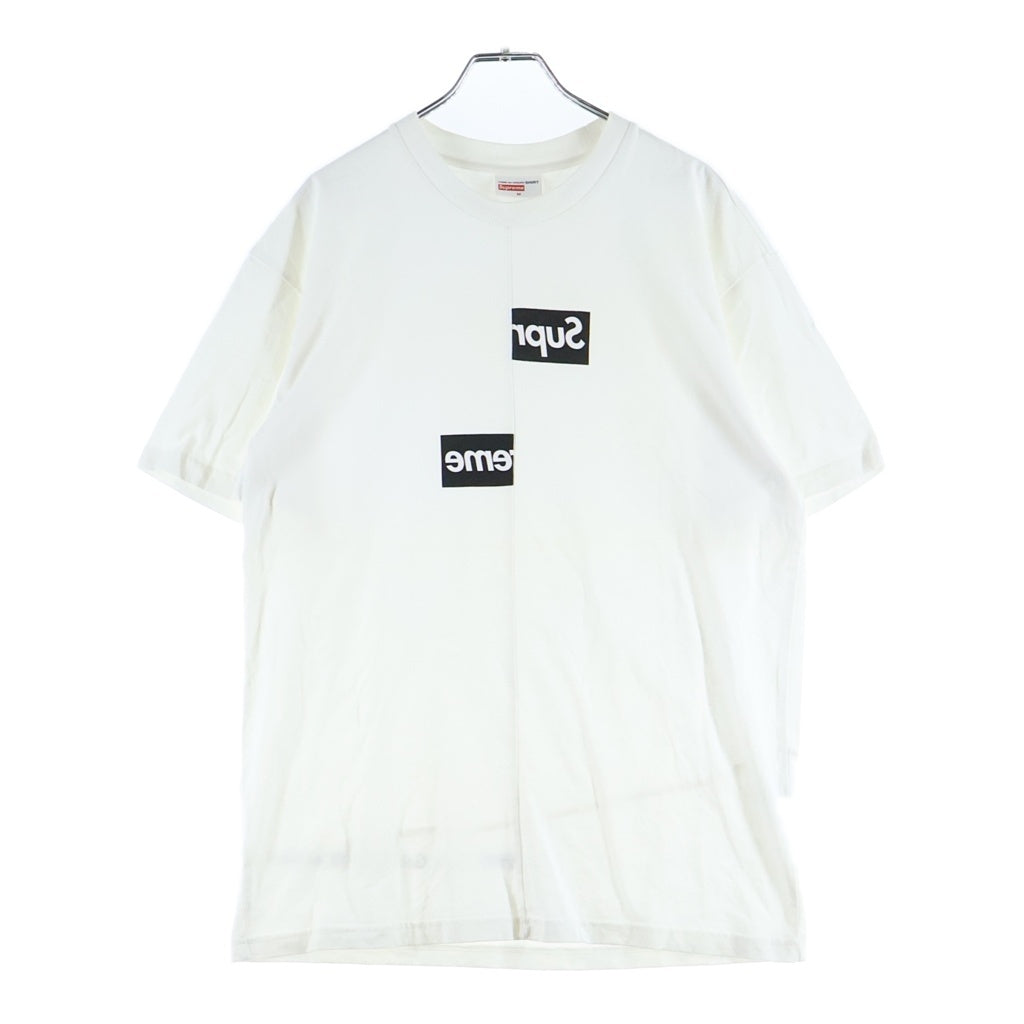 SUPREME(シュプリーム) 18AW ×COMME DES GARCONS SHIRT Split Box Logo Tee コムデギャルソンシャツ スプリットボックスロゴデザイン クルーネック 半袖Tシャツ カットソー ホワイト