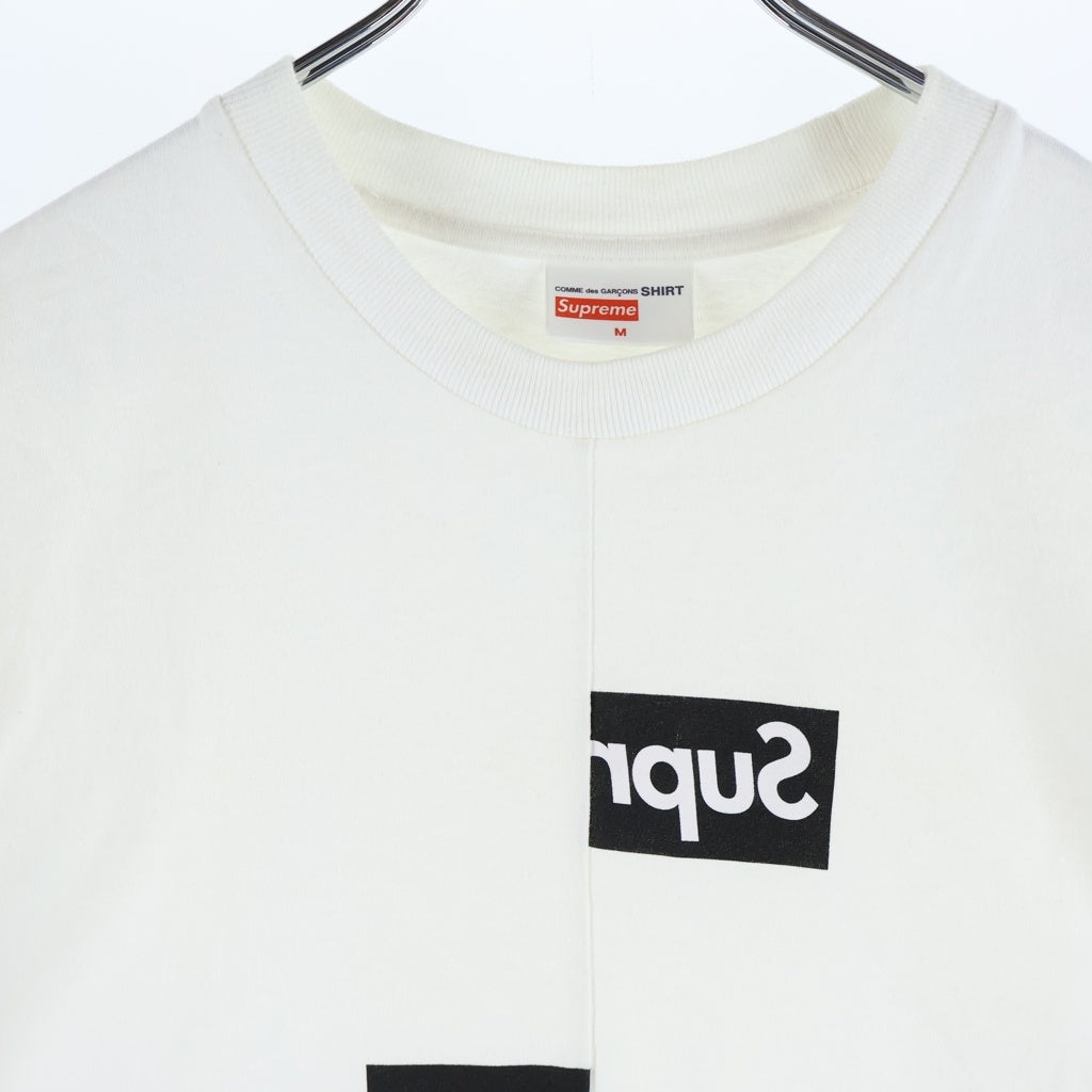 SUPREME(シュプリーム) 18AW ×COMME DES GARCONS SHIRT Split Box Logo Tee コムデギャルソンシャツ スプリットボックスロゴデザイン クルーネック 半袖Tシャツ カットソー ホワイト