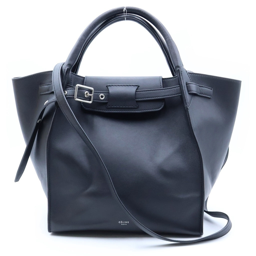 CELINE(セリーヌ) ビッグバッグ スモール レザー 2WAY ハンド ショルダー トートバッグ シルバー金具 ブラック 183313A4U レディース