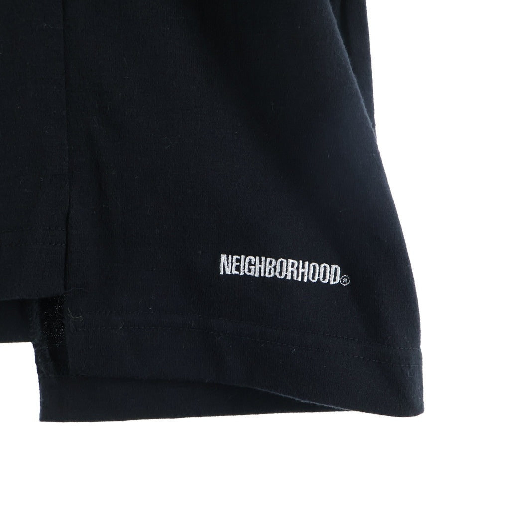 WTAPS(ダブルタップス) ×NEIHBORHOOD フロントロゴ刺繍 バッグロゴプリント 半袖Tシャツカットソー ブラック 192ATNHD-CSM01S