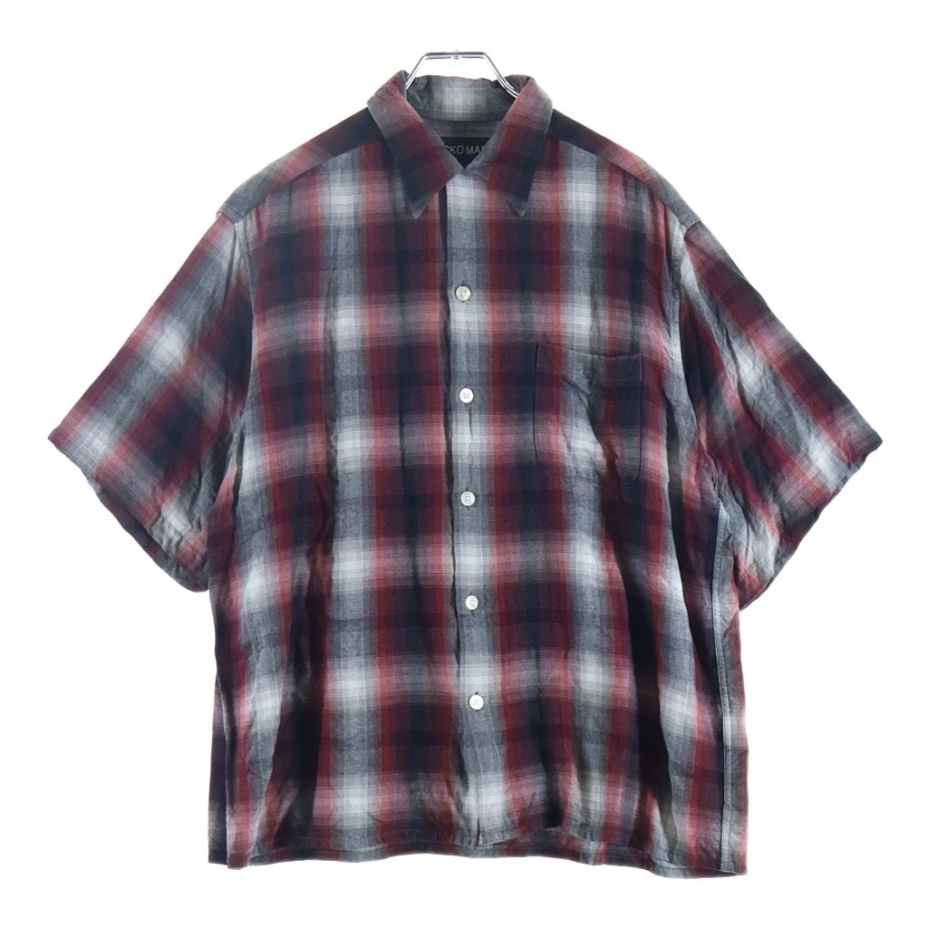 WACKO MARIA(ワコマリア) 25SS OMBRE CHECK OPEN COLLAR SHIRT オンブレ チェック 半袖オープンカラーシャツ ブラック/レッド 25SS-WMS-OC03