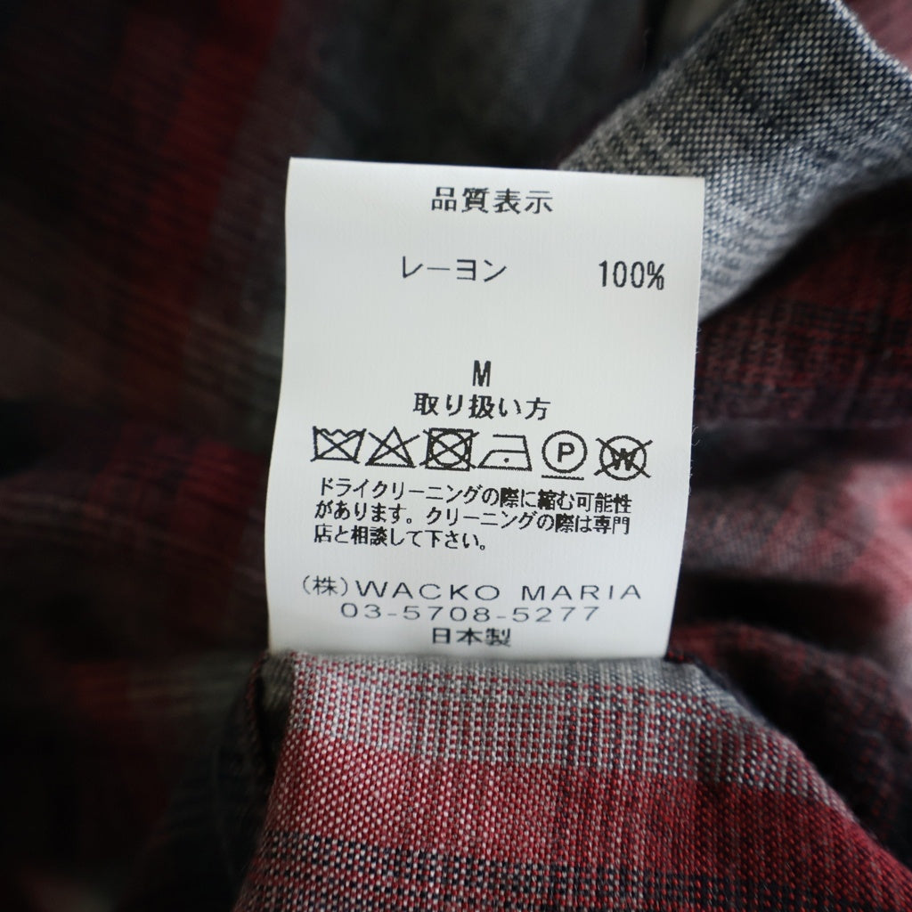WACKO MARIA(ワコマリア) 25SS OMBRE CHECK OPEN COLLAR SHIRT オンブレ チェック 半袖オープンカラーシャツ ブラック/レッド 25SS-WMS-OC03