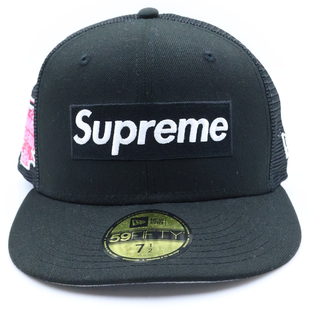 SUPREME(シュプリーム) 24SS×New Era Box Logo Mesh Back ボックス ロゴ刺繍 メッシュ キャップ 帽子 ブラック 7 1/2