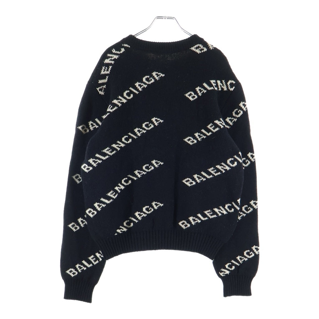 BALENCIAGA(バレンシアガ) ALLOVER LOGO SWEATER オールオーバー ロゴ 総柄 クルーネック ニット ブラック 555481T1471