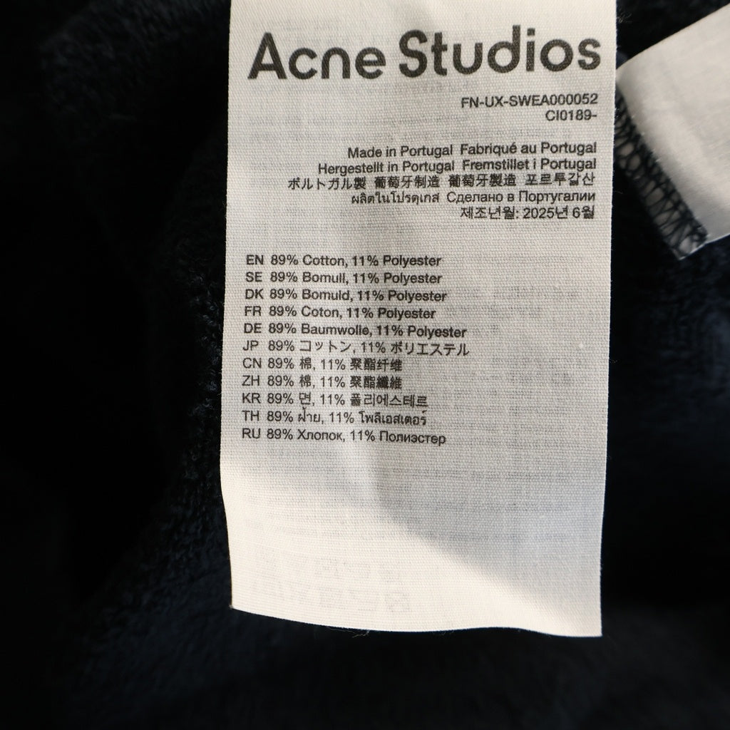 Acne Studios(アクネ ストゥディオズ) 25SS LOGO ZIP SWEATER ダメージ加工 フロントロゴ ジップアップスウェット ネイビー FN-UX-SWEA000052