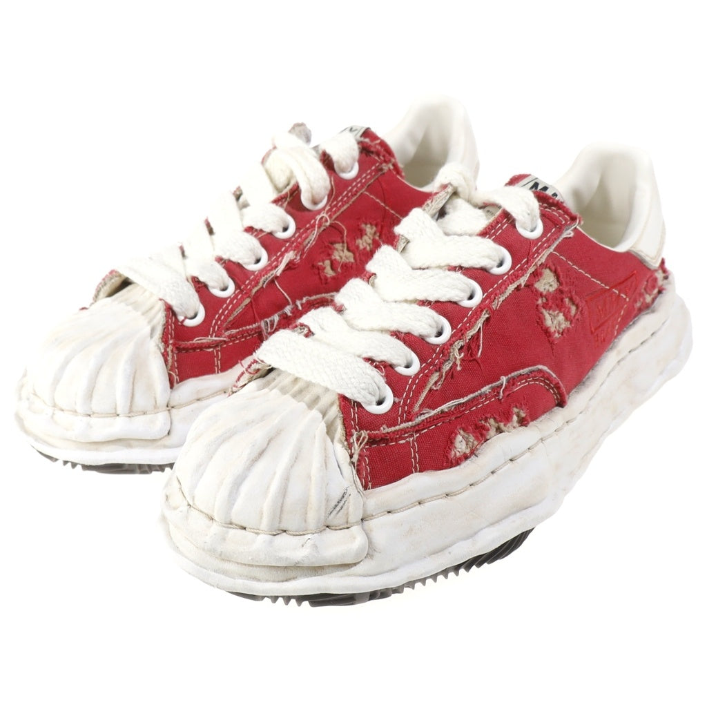 MAISON MIHARAYASUHIRO(メゾンミハラヤスヒロ) BLAKEY OG Sole Ripped Overdye Canvas Low-top Sneaker ブレイキー オージー ソール リップド オーバーダイ キャンバス ローカットスニーカー レッド A16FW729