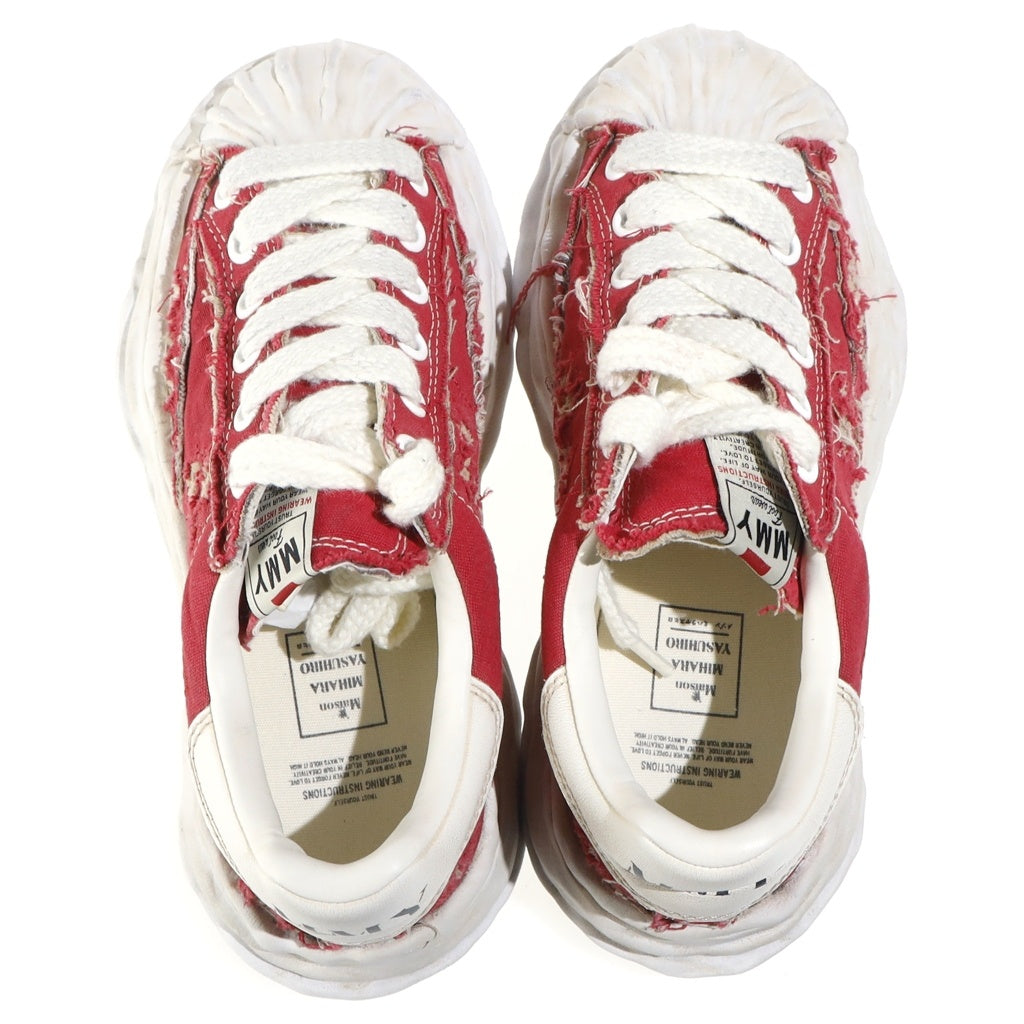 MAISON MIHARAYASUHIRO(メゾンミハラヤスヒロ) BLAKEY OG Sole Ripped Overdye Canvas Low-top Sneaker ブレイキー オージー ソール リップド オーバーダイ キャンバス ローカットスニーカー レッド A16FW729