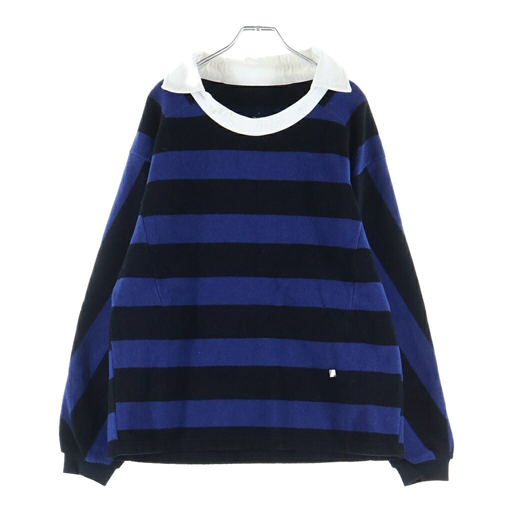 ADER ERROR(アーダーエラー) 20AW ウール ポロ襟 ボーダー 長袖ニット セーター ブルー/ブラック BO01FWPL010BL