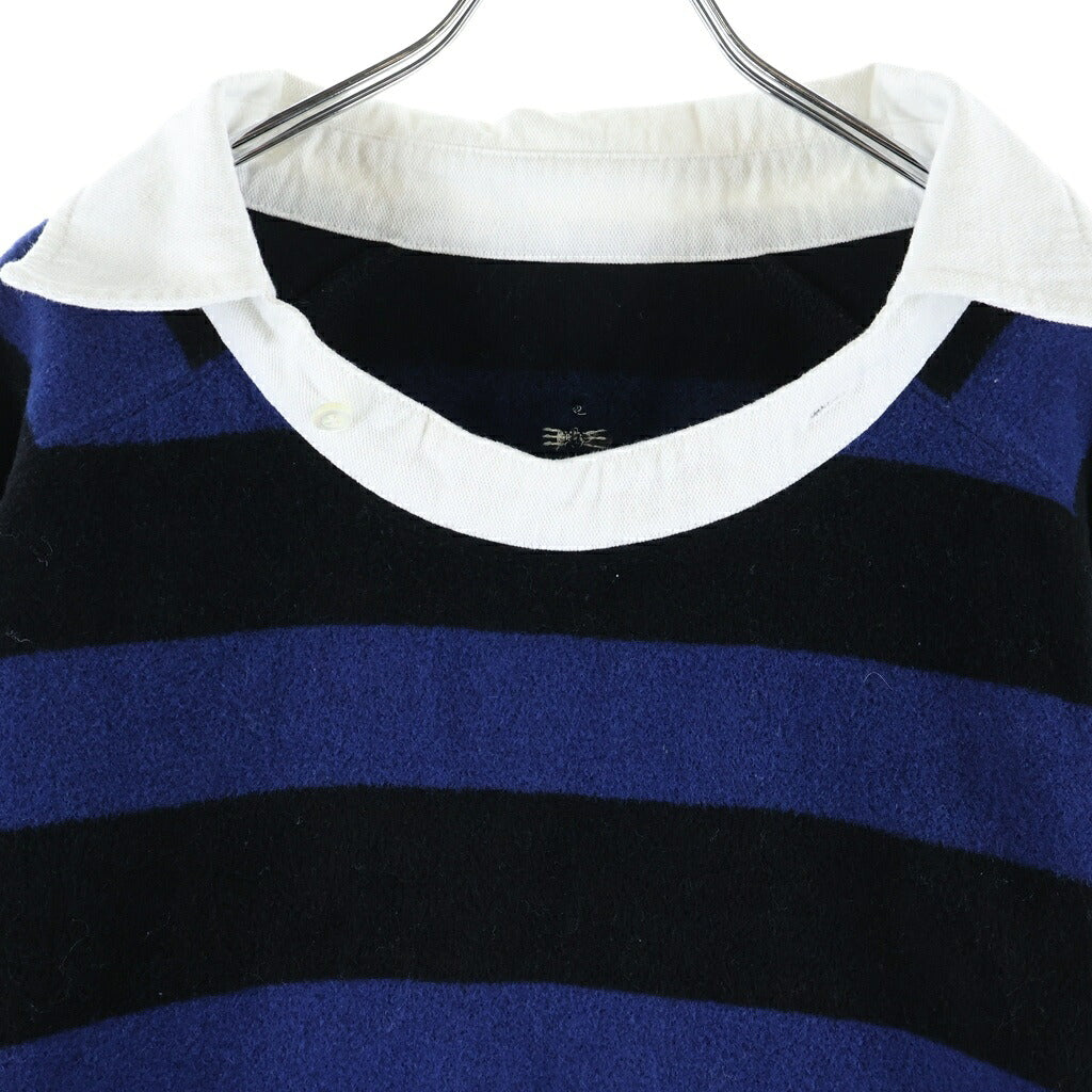 ADER ERROR(アーダーエラー) 20AW ウール ポロ襟 ボーダー 長袖ニット セーター ブルー/ブラック BO01FWPL010BL