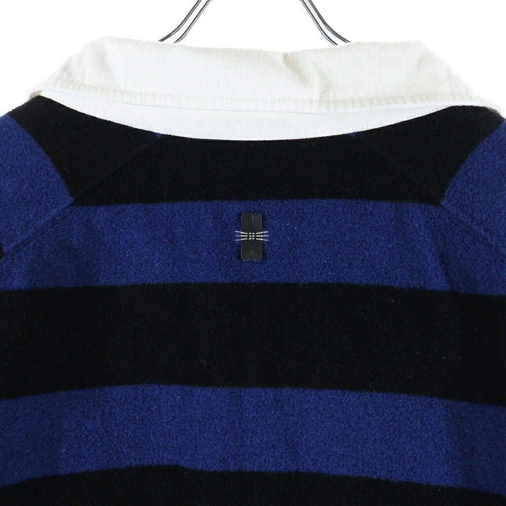ADER ERROR(アーダーエラー) 20AW ウール ポロ襟 ボーダー 長袖ニット セーター ブルー/ブラック BO01FWPL010BL