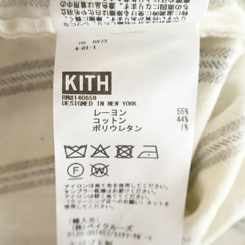 KITH(キス) 26SS TEXTURED STRIPE THOMPSON テクスチャードストライプ トンプソン キャンプカラー 半袖シャツ ホワイト