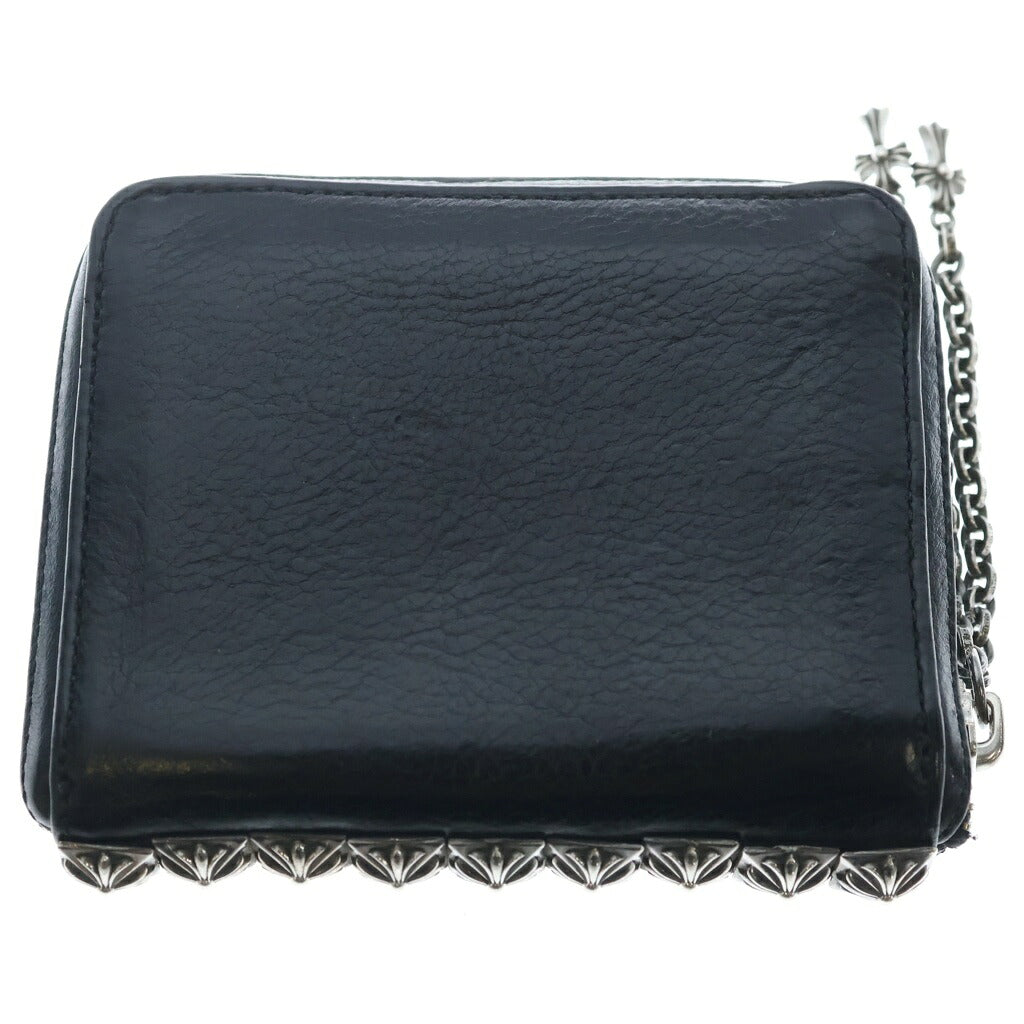 CHROME HEARTS(クロムハーツ) 3サイドジップ ウォレット ペーパーチェーン ベイビーファットクロス 財布 レザー ブラック