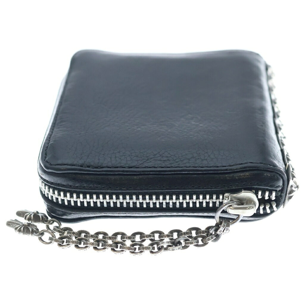 CHROME HEARTS(クロムハーツ) 3サイドジップ ウォレット ペーパーチェーン ベイビーファットクロス 財布 レザー ブラック