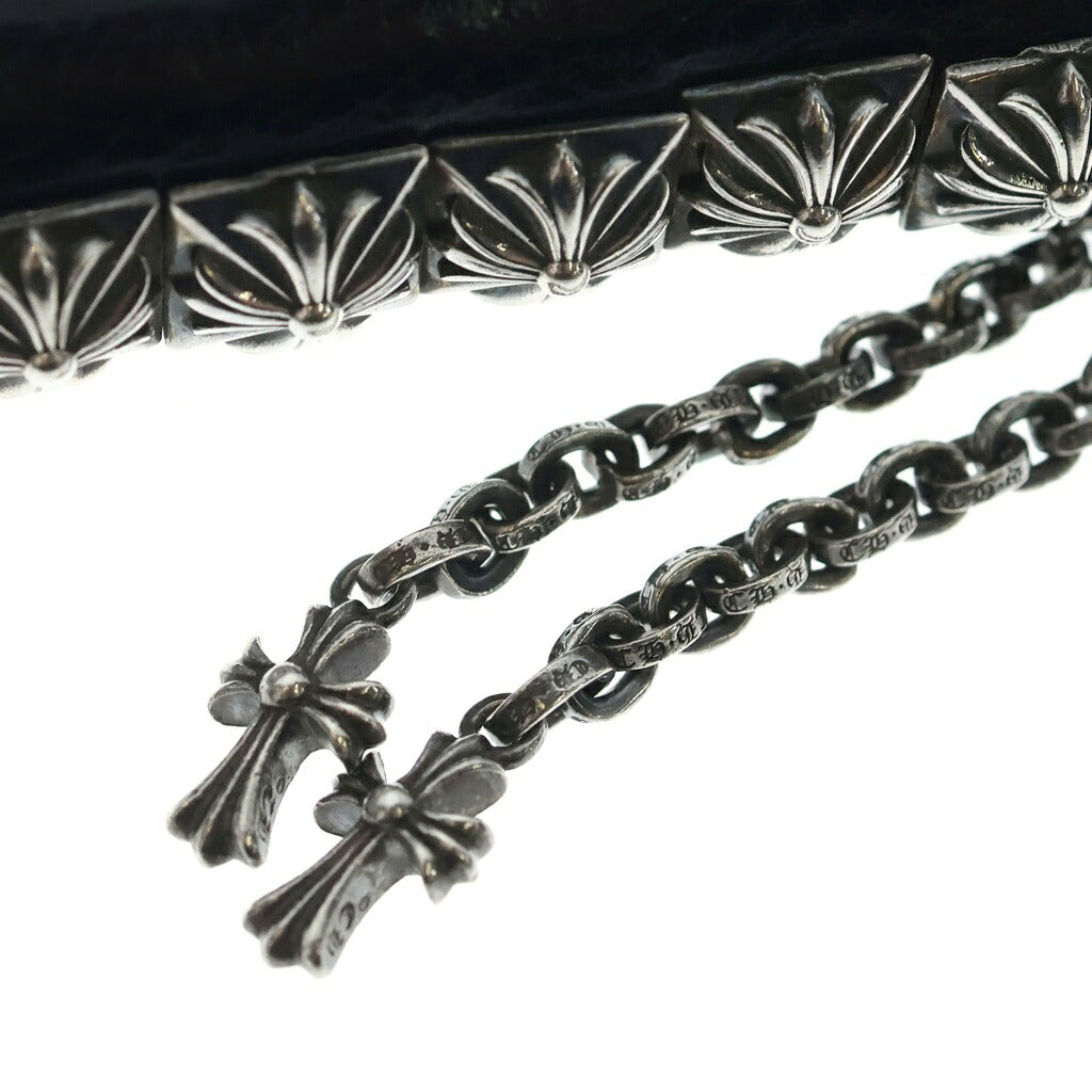 CHROME HEARTS(クロムハーツ) 3サイドジップ ウォレット ペーパーチェーン ベイビーファットクロス 財布 レザー ブラック