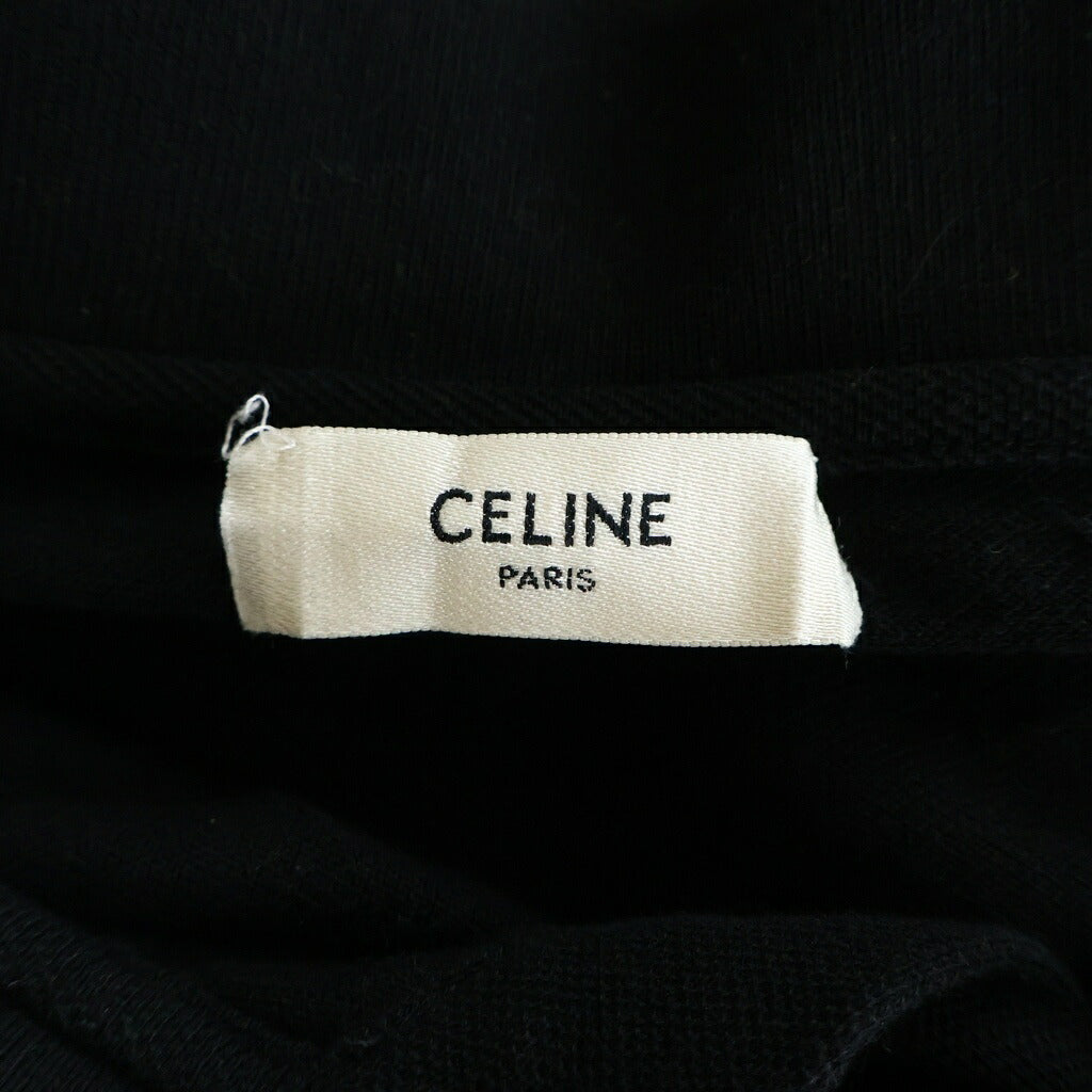 CELINE(セリーヌ) トリオンフ ロゴ刺繍 コットン ポロシャツ 長袖シャツカットソー ブラック 2X28O0ZWR.38AW