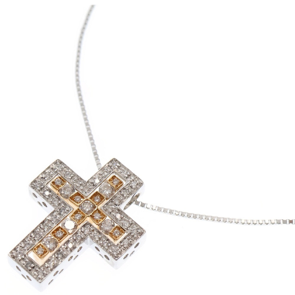 DAMIANI(ダミアーニ) ベルエポックXS ダイヤネックレス K18PG×WG ペンダント チェーン クロス シホワイトゴールド×ピンクゴールド