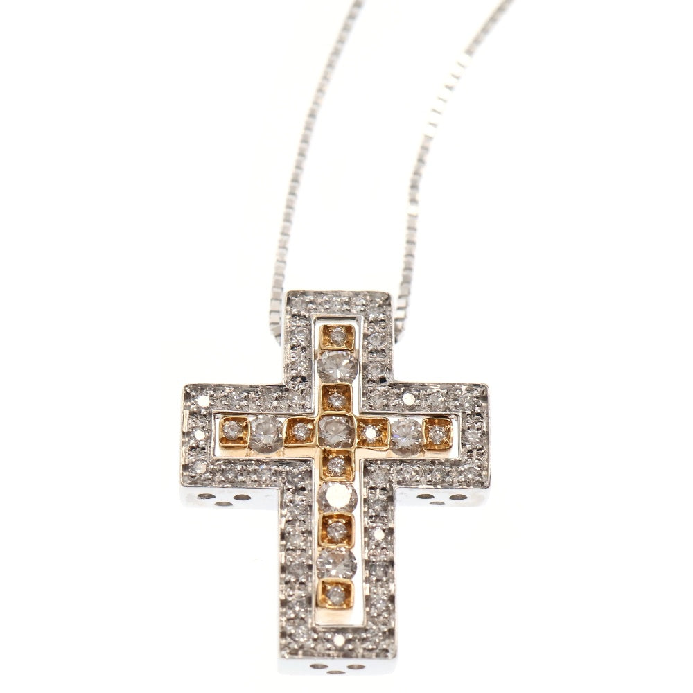 DAMIANI(ダミアーニ) ベルエポックXS ダイヤネックレス K18PG×WG ペンダント チェーン クロス シホワイトゴールド×ピンクゴールド